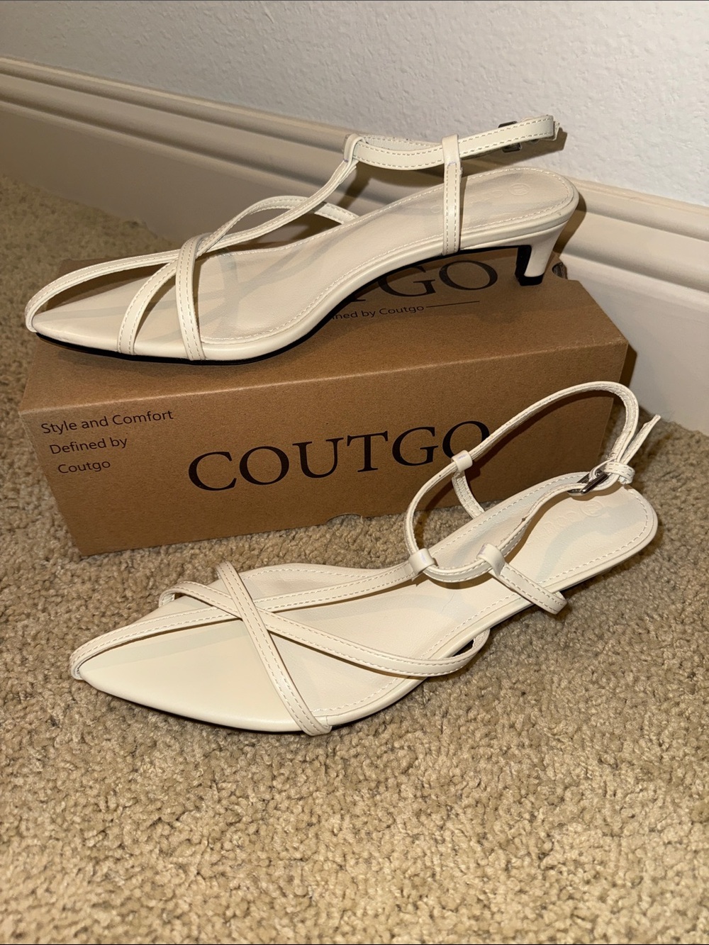 Caged Strappy Sandals in Ivory